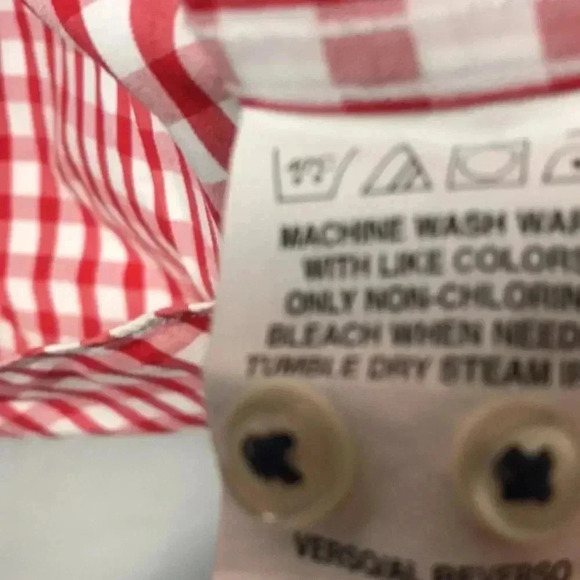 TOMMY HILFIGER MENS SIZE 15.5/34-35 REG FIT LONG SLEEVE RED WHITE CHECKERED - Picture 8 of 11